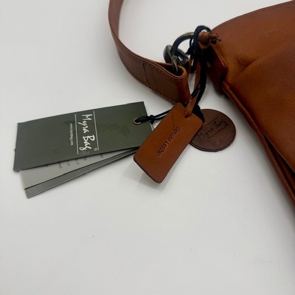 Myra Bag Castano Cognac Brown Genuine Leather Crossbody Messenger Shoulder Bag - Picture 11 of 13